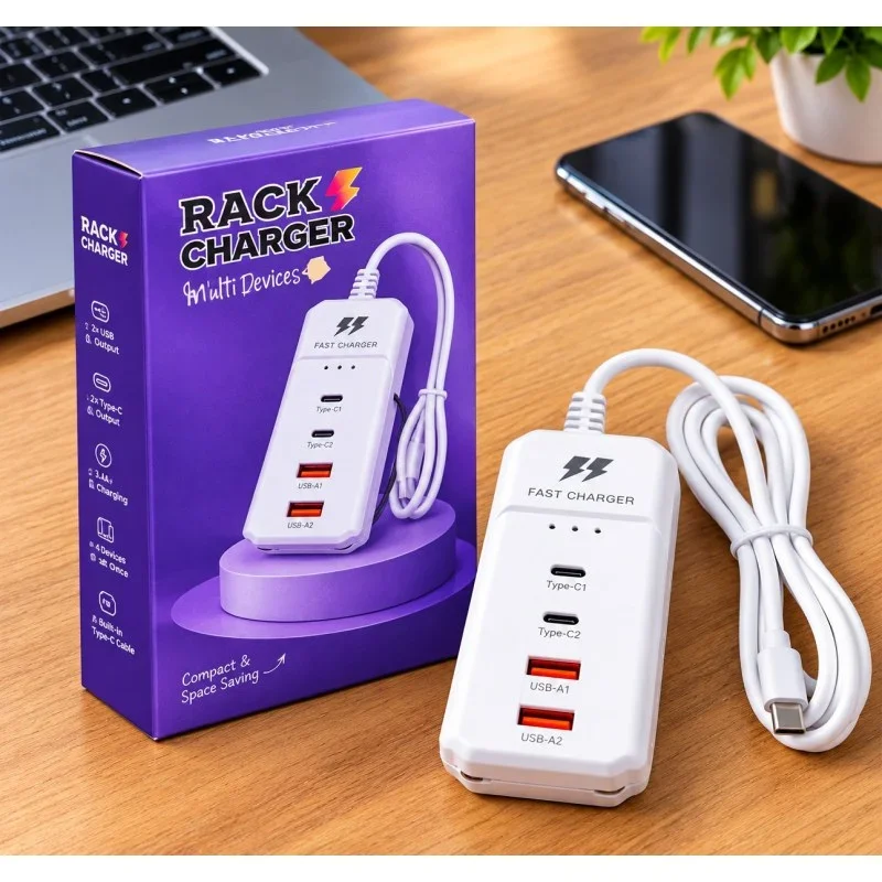 66W USB Fast Charging Type C Wall Power Socket Charger Travel Power Adapter